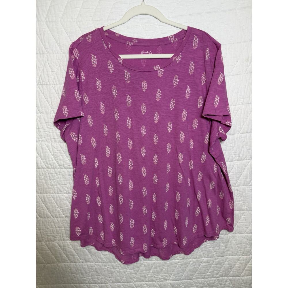 Wonderly pink tunic tshirt floral size 2x women short sleeve